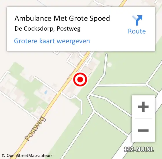 Locatie op kaart van de 112 melding: Ambulance Met Grote Spoed Naar De Cocksdorp, Postweg op 17 februari 2024 19:27