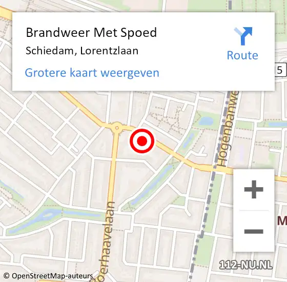 Locatie op kaart van de 112 melding: Brandweer Met Spoed Naar Schiedam, Lorentzlaan op 17 februari 2024 19:47