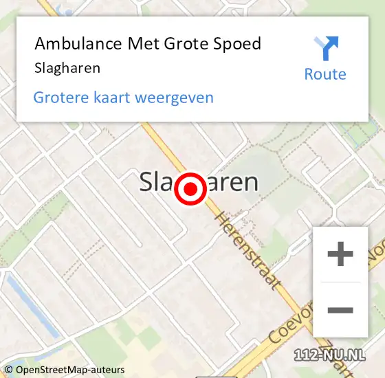 Locatie op kaart van de 112 melding: Ambulance Met Grote Spoed Naar Slagharen op 17 februari 2024 19:48