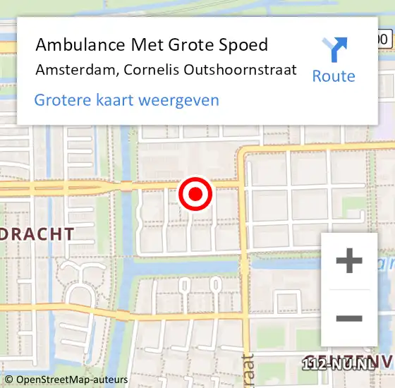 Locatie op kaart van de 112 melding: Ambulance Met Grote Spoed Naar Amsterdam, Cornelis Outshoornstraat op 17 februari 2024 20:12