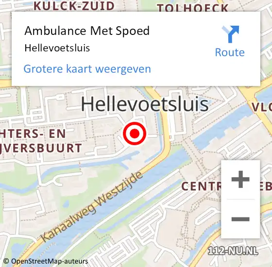 Locatie op kaart van de 112 melding: Ambulance Met Spoed Naar Hellevoetsluis op 17 februari 2024 20:14