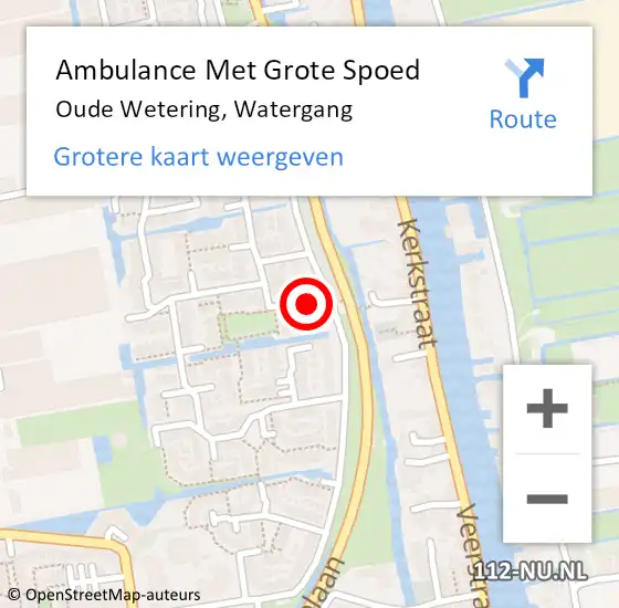 Locatie op kaart van de 112 melding: Ambulance Met Grote Spoed Naar Oude Wetering, Watergang op 17 februari 2024 20:27