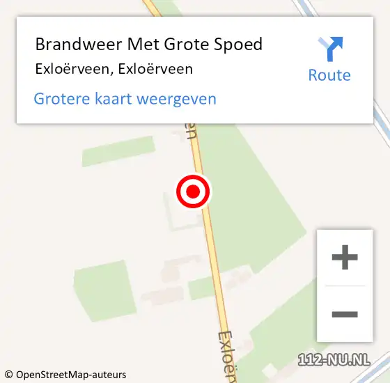 Locatie op kaart van de 112 melding: Brandweer Met Grote Spoed Naar Exloërveen, Exloërveen op 17 februari 2024 21:01
