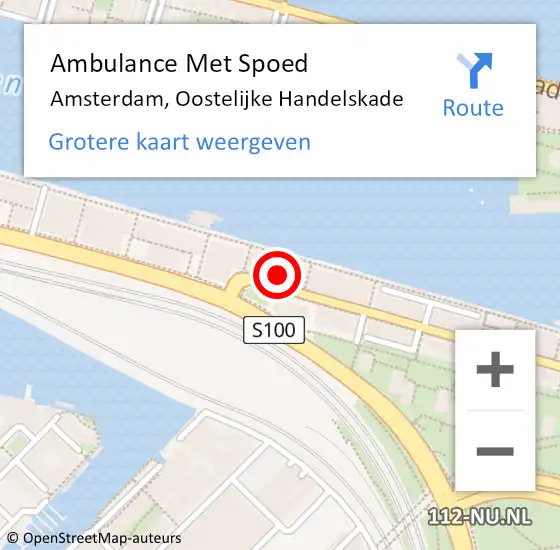 Locatie op kaart van de 112 melding: Ambulance Met Spoed Naar Amsterdam, Oostelijke Handelskade op 17 februari 2024 21:53
