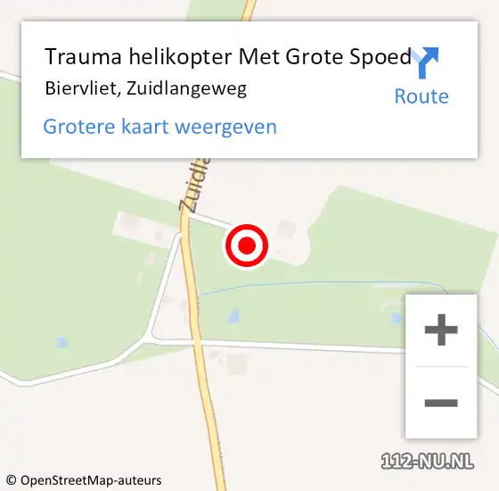 Locatie op kaart van de 112 melding: Trauma helikopter Met Grote Spoed Naar Biervliet, Zuidlangeweg op 18 februari 2024 00:05