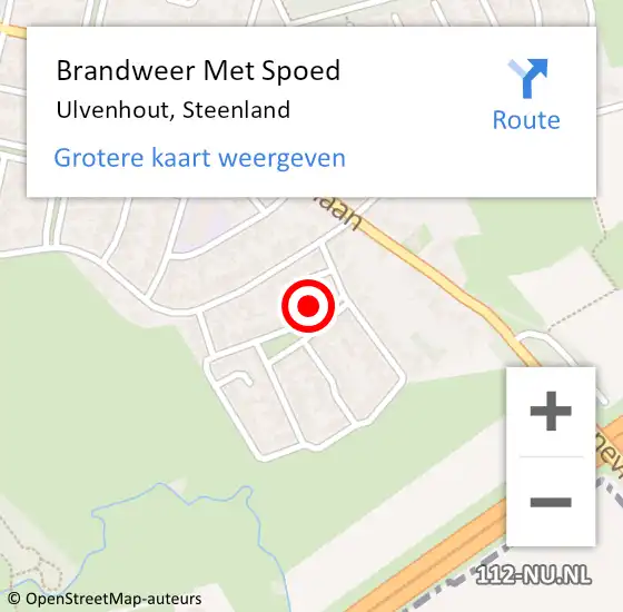 Locatie op kaart van de 112 melding: Brandweer Met Spoed Naar Ulvenhout, Steenland op 18 februari 2024 00:27