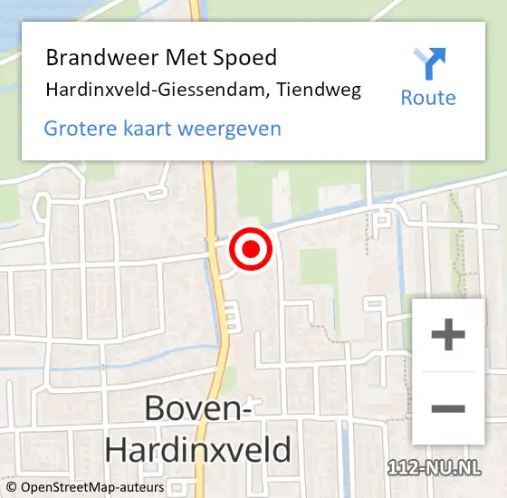 Locatie op kaart van de 112 melding: Brandweer Met Spoed Naar Hardinxveld-Giessendam, Tiendweg op 18 februari 2024 00:52