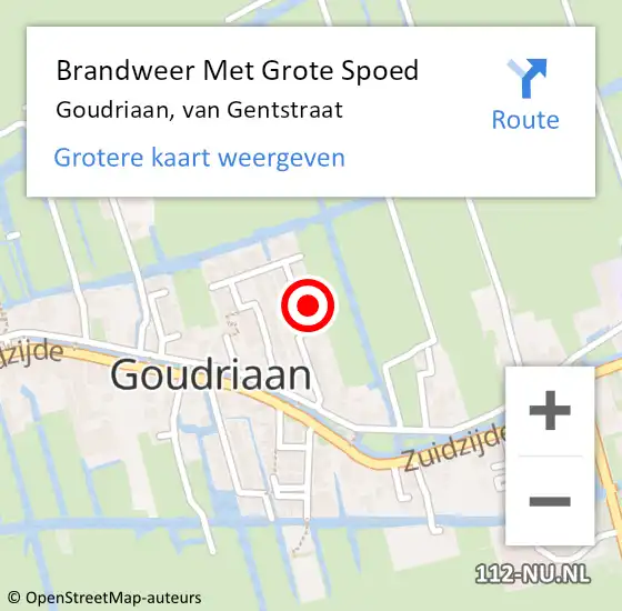 Locatie op kaart van de 112 melding: Brandweer Met Grote Spoed Naar Goudriaan, van Gentstraat op 18 februari 2024 01:27