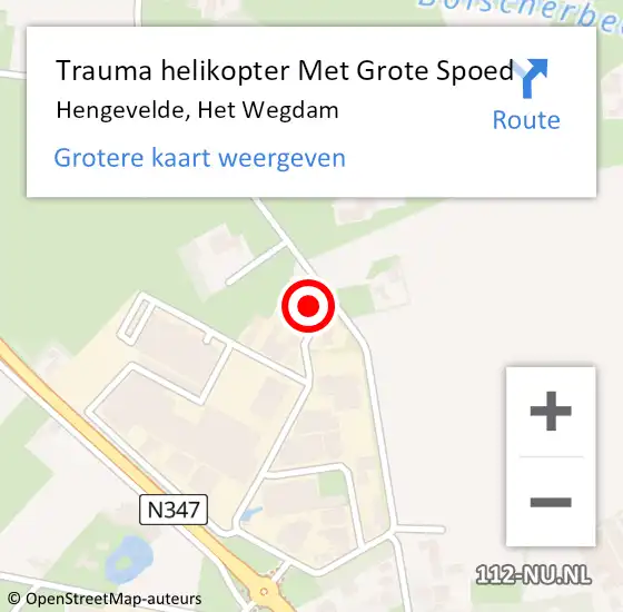 Locatie op kaart van de 112 melding: Trauma helikopter Met Grote Spoed Naar Hengevelde, Het Wegdam op 18 februari 2024 03:16