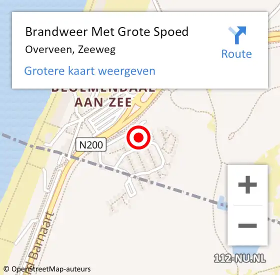 Locatie op kaart van de 112 melding: Brandweer Met Grote Spoed Naar Overveen, Zeeweg op 18 februari 2024 04:47