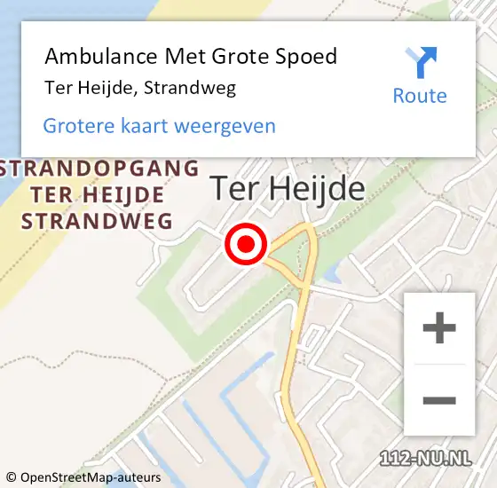 Locatie op kaart van de 112 melding: Ambulance Met Grote Spoed Naar Ter Heijde, Strandweg op 18 februari 2024 04:48