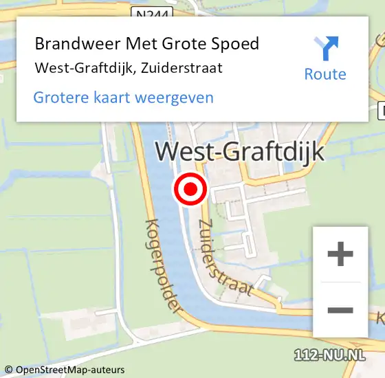 Locatie op kaart van de 112 melding: Brandweer Met Grote Spoed Naar West-Graftdijk, Zuiderstraat op 18 februari 2024 07:47