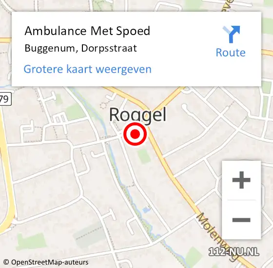 Locatie op kaart van de 112 melding: Ambulance Met Spoed Naar Buggenum, Dorpsstraat op 18 februari 2024 10:51