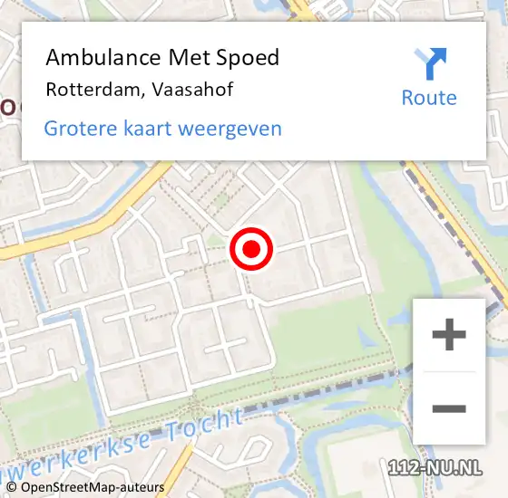 Locatie op kaart van de 112 melding: Ambulance Met Spoed Naar Rotterdam, Vaasahof op 18 februari 2024 12:08