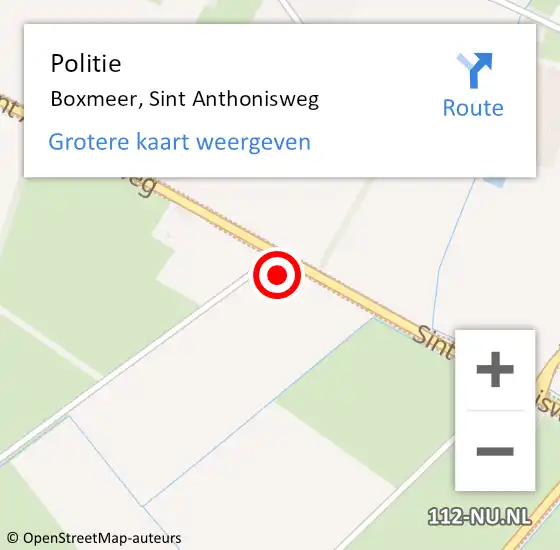 Locatie op kaart van de 112 melding: Politie Boxmeer, Sint Anthonisweg op 18 februari 2024 13:20