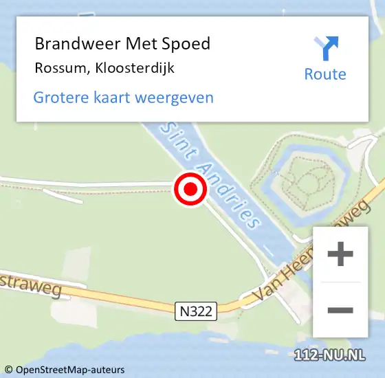 Locatie op kaart van de 112 melding: Brandweer Met Spoed Naar Rossum, Kloosterdijk op 18 februari 2024 13:21