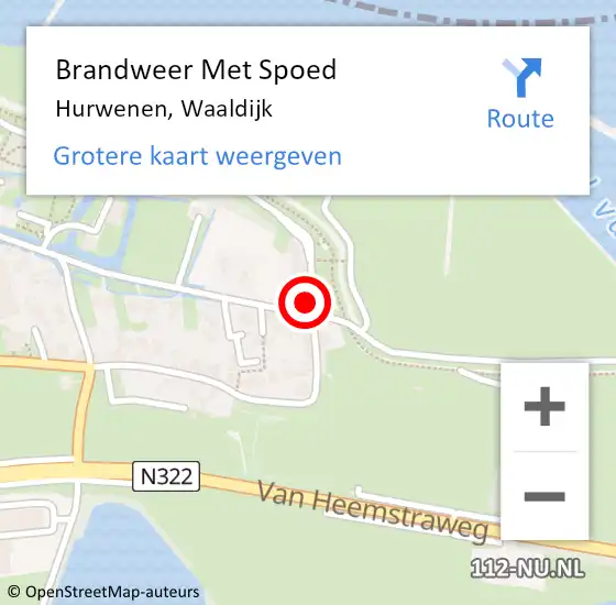 Locatie op kaart van de 112 melding: Brandweer Met Spoed Naar Hurwenen, Waaldijk op 18 februari 2024 13:33
