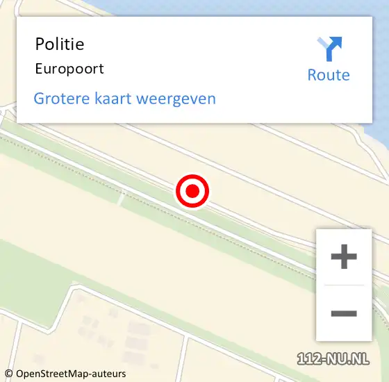 Locatie op kaart van de 112 melding: Politie Europoort op 18 februari 2024 14:21