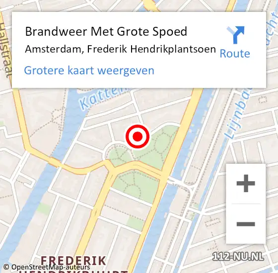 Locatie op kaart van de 112 melding: Brandweer Met Grote Spoed Naar Amsterdam, Frederik Hendrikplantsoen op 18 februari 2024 14:33