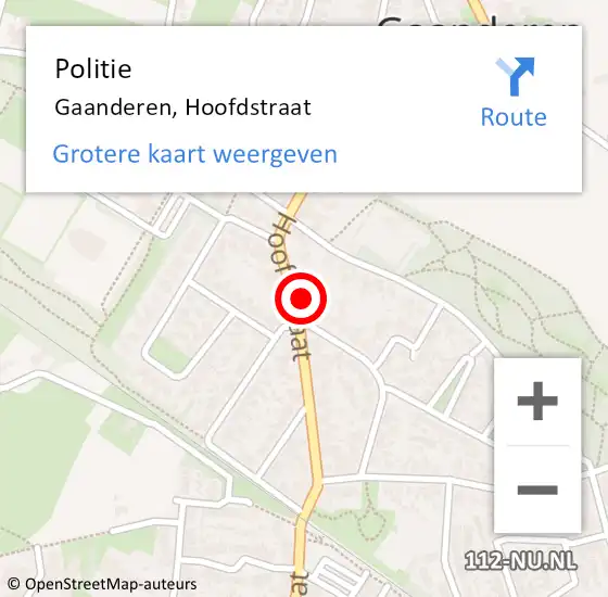 Locatie op kaart van de 112 melding: Politie Gaanderen, Hoofdstraat op 18 februari 2024 14:52