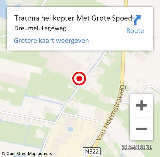 Locatie op kaart van de 112 melding: Trauma helikopter Met Grote Spoed Naar Dreumel, Lageweg op 18 februari 2024 15:27