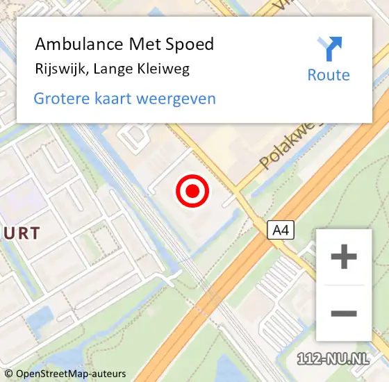 Locatie op kaart van de 112 melding: Ambulance Met Spoed Naar Rijswijk, Lange Kleiweg op 18 februari 2024 15:42