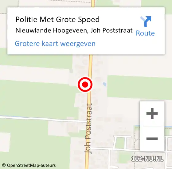 Locatie op kaart van de 112 melding: Politie Met Grote Spoed Naar Nieuwlande Hoogeveen, Joh Poststraat op 18 februari 2024 15:51