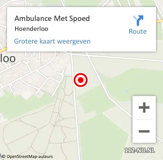 Locatie op kaart van de 112 melding: Ambulance Met Spoed Naar Hoenderloo op 18 februari 2024 16:14