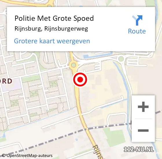 Locatie op kaart van de 112 melding: Politie Met Grote Spoed Naar Rijnsburg, Rijnsburgerweg op 18 februari 2024 16:19