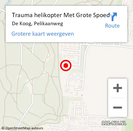 Locatie op kaart van de 112 melding: Trauma helikopter Met Grote Spoed Naar De Koog, Pelikaanweg op 18 februari 2024 18:50