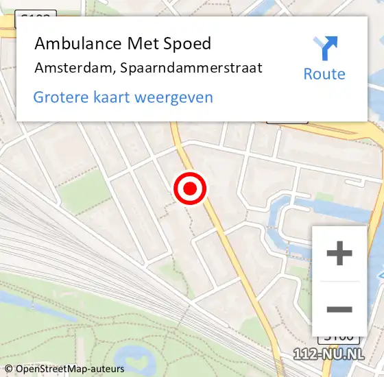 Locatie op kaart van de 112 melding: Ambulance Met Spoed Naar Amsterdam, Spaarndammerstraat op 18 februari 2024 18:53