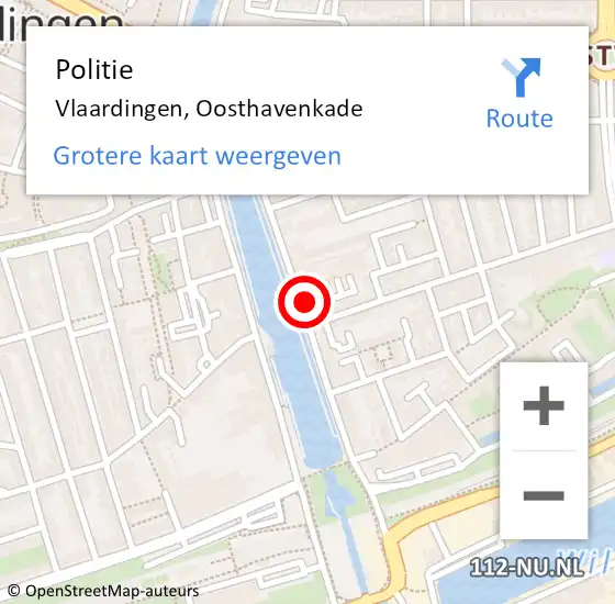Locatie op kaart van de 112 melding: Politie Vlaardingen, Oosthavenkade op 18 februari 2024 18:54
