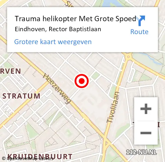 Locatie op kaart van de 112 melding: Trauma helikopter Met Grote Spoed Naar Eindhoven, Rector Baptistlaan op 18 februari 2024 18:59