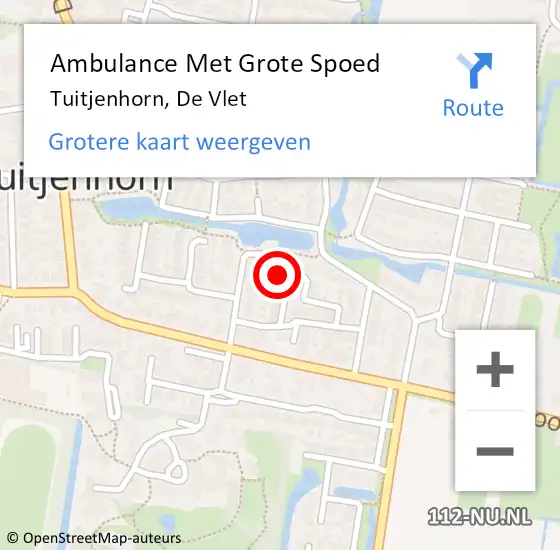 Locatie op kaart van de 112 melding: Ambulance Met Grote Spoed Naar Tuitjenhorn, De Vlet op 18 februari 2024 19:40