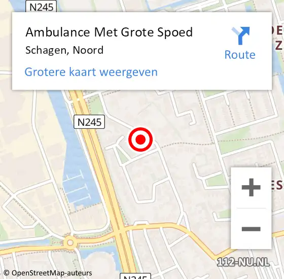 Locatie op kaart van de 112 melding: Ambulance Met Grote Spoed Naar Schagen, Noord op 18 februari 2024 19:59