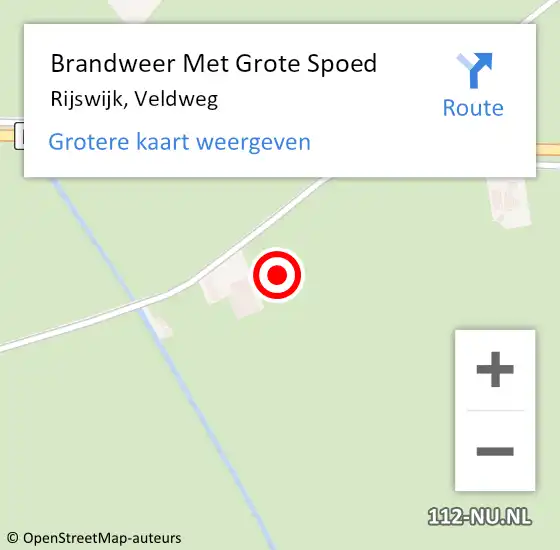 Locatie op kaart van de 112 melding: Brandweer Met Grote Spoed Naar Rijswijk, Veldweg op 18 februari 2024 21:10