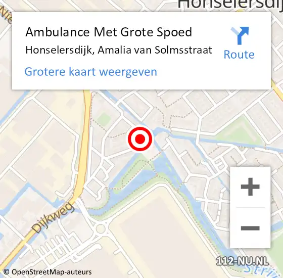 Locatie op kaart van de 112 melding: Ambulance Met Grote Spoed Naar Honselersdijk, Amalia van Solmsstraat op 18 februari 2024 21:25