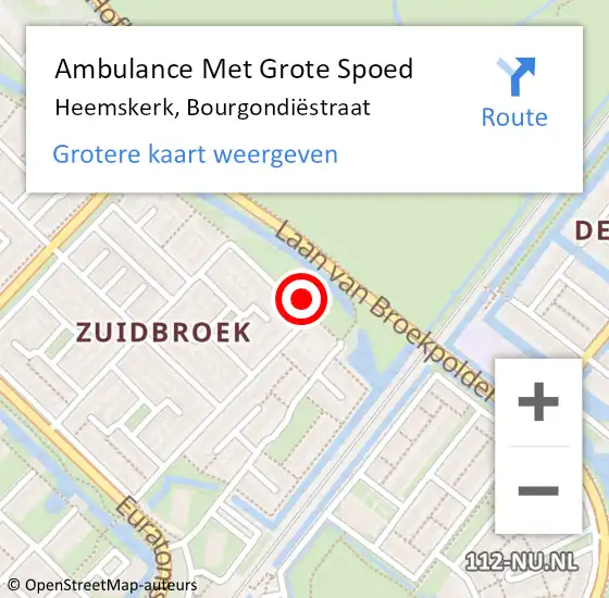 Locatie op kaart van de 112 melding: Ambulance Met Grote Spoed Naar Heemskerk, Bourgondiëstraat op 18 februari 2024 21:45