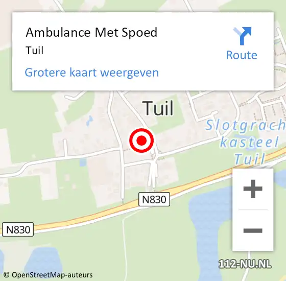 Locatie op kaart van de 112 melding: Ambulance Met Spoed Naar Tuil op 18 februari 2024 21:46