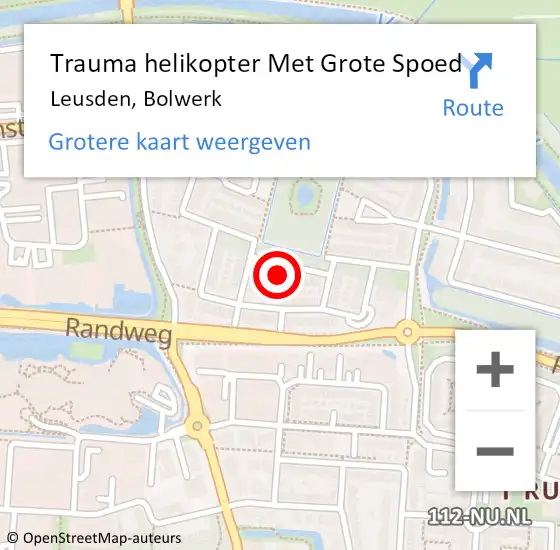 Locatie op kaart van de 112 melding: Trauma helikopter Met Grote Spoed Naar Leusden, Bolwerk op 19 februari 2024 01:25