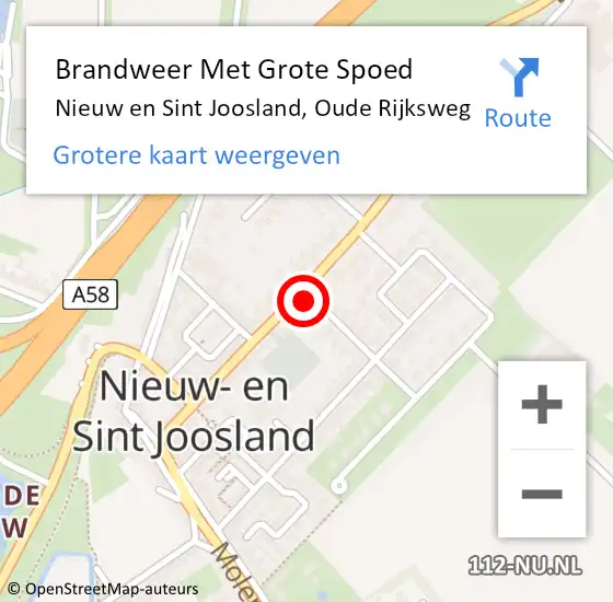 Locatie op kaart van de 112 melding: Brandweer Met Grote Spoed Naar Nieuw en Sint Joosland, Oude Rijksweg op 19 februari 2024 02:51