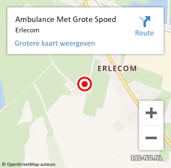 Locatie op kaart van de 112 melding: Ambulance Met Grote Spoed Naar Erlecom op 19 februari 2024 05:58
