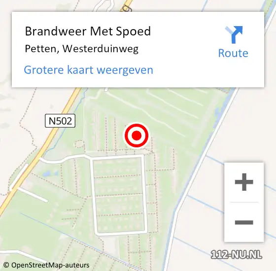 Locatie op kaart van de 112 melding: Brandweer Met Spoed Naar Petten, Westerduinweg op 19 februari 2024 06:14