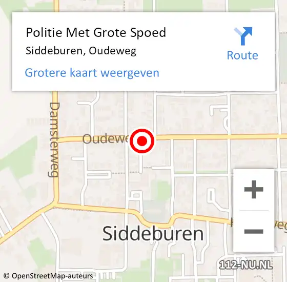 Locatie op kaart van de 112 melding: Politie Met Grote Spoed Naar Siddeburen, Oudeweg op 19 februari 2024 06:58
