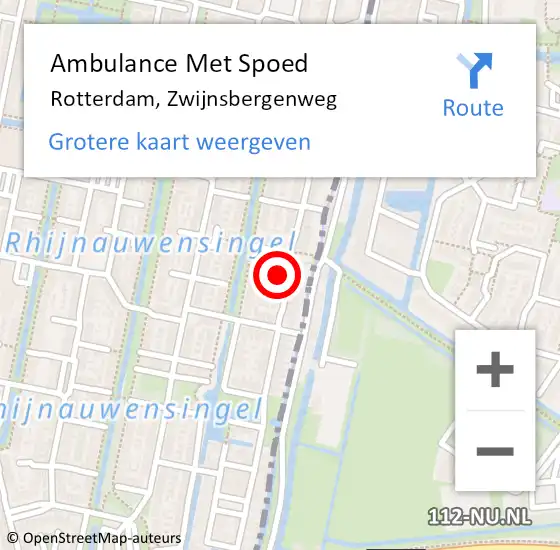 Locatie op kaart van de 112 melding: Ambulance Met Spoed Naar Rotterdam, Zwijnsbergenweg op 19 februari 2024 07:16