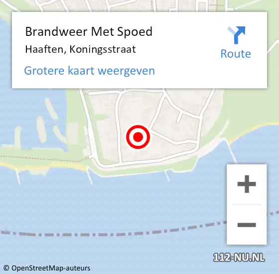 Locatie op kaart van de 112 melding: Brandweer Met Spoed Naar Haaften, Koningsstraat op 19 februari 2024 09:08