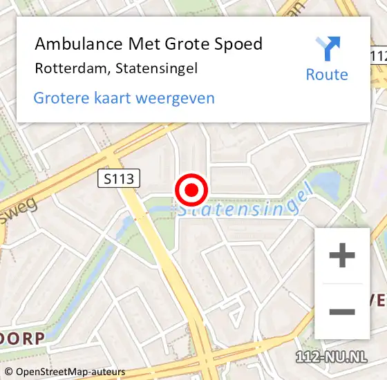 Locatie op kaart van de 112 melding: Ambulance Met Grote Spoed Naar Rotterdam, Statensingel op 19 februari 2024 10:10