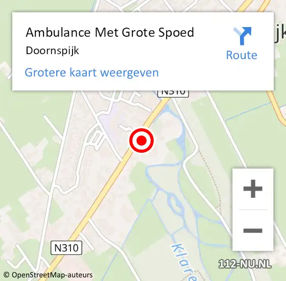 Locatie op kaart van de 112 melding: Ambulance Met Grote Spoed Naar Doornspijk op 19 februari 2024 10:53