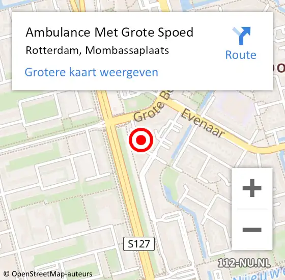 Locatie op kaart van de 112 melding: Ambulance Met Grote Spoed Naar Rotterdam, Mombassaplaats op 19 februari 2024 11:25