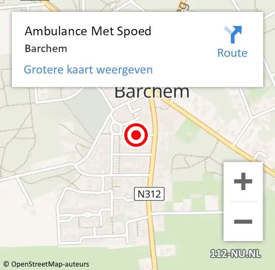 Locatie op kaart van de 112 melding: Ambulance Met Spoed Naar Barchem op 19 februari 2024 11:44